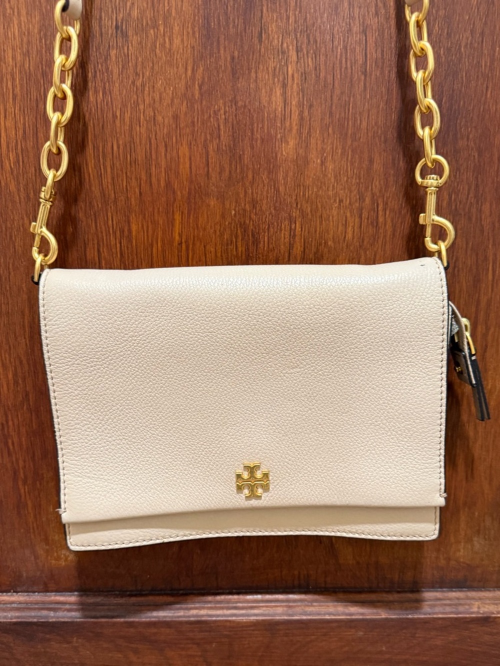 Tory Burch Cream Leather Chain Crossbody Bag